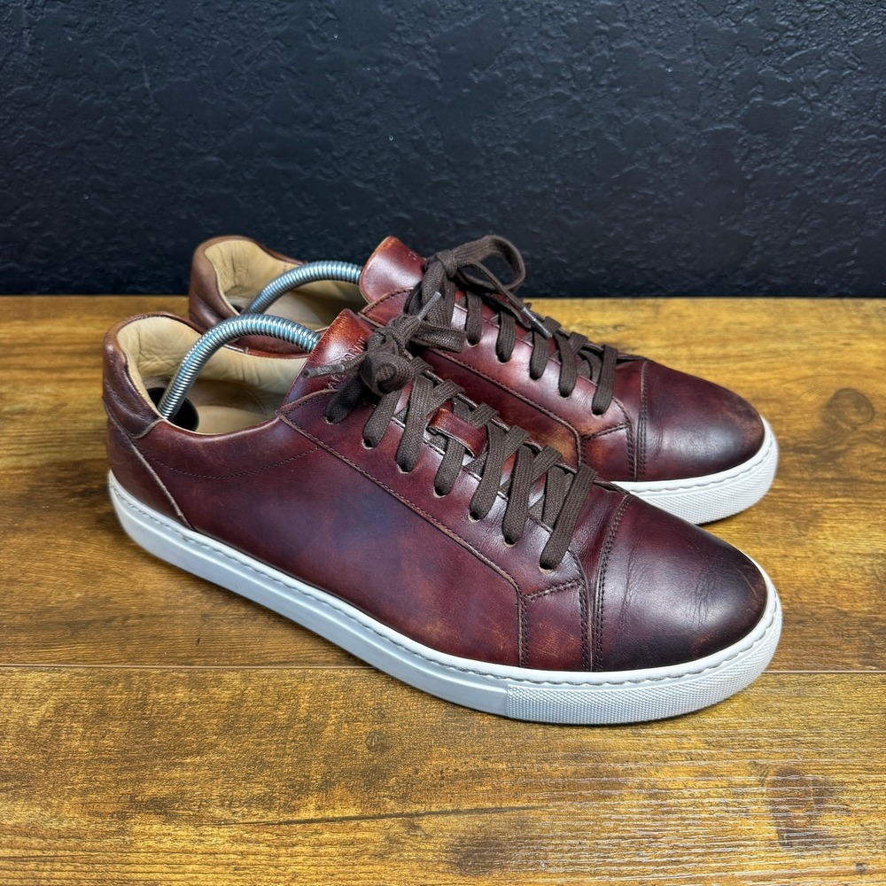 Magnanni Amadeo 22788 Brown Burnished Leather Fashion Sneakers Mens 10.5‎ M